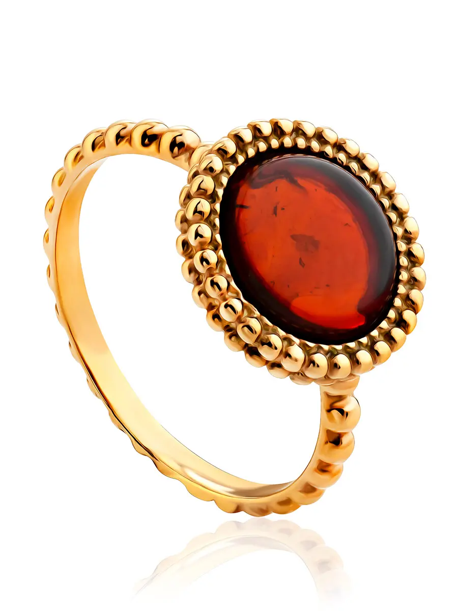 картинка Изящное кольцо из позолоченного серебра и янтаря «Палестрина» в онлайн магазине