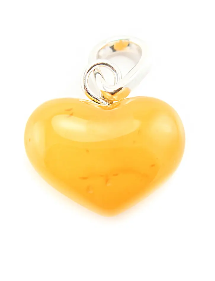 картинка Кулон из натурального янтаря «Сердце глянцевое медовое» в онлайн магазине