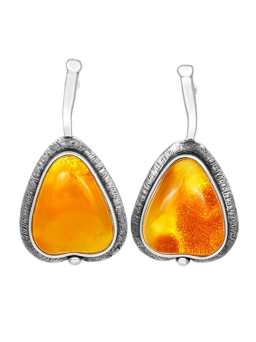 картинка Крупные серьги ручной с натуральным янтарём «Конфитюр» в онлайн магазине