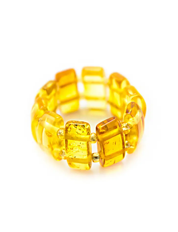 картинка Кольцо из янтаря золотисто-лимонного цвета на резинке в онлайн магазине
