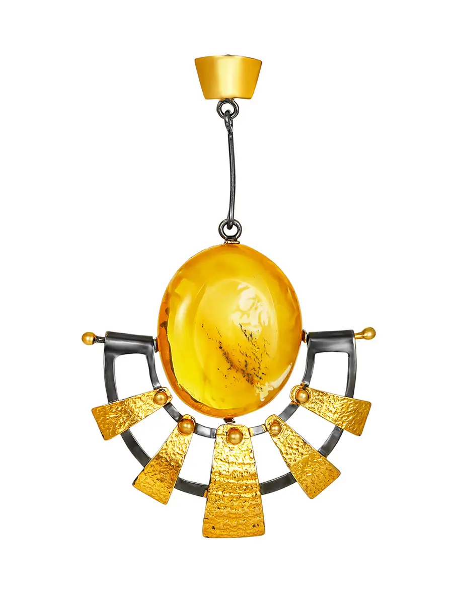 картинка Необычный кулон авторской работы с натуральным текстурным янтарём «Канкун» в онлайн магазине