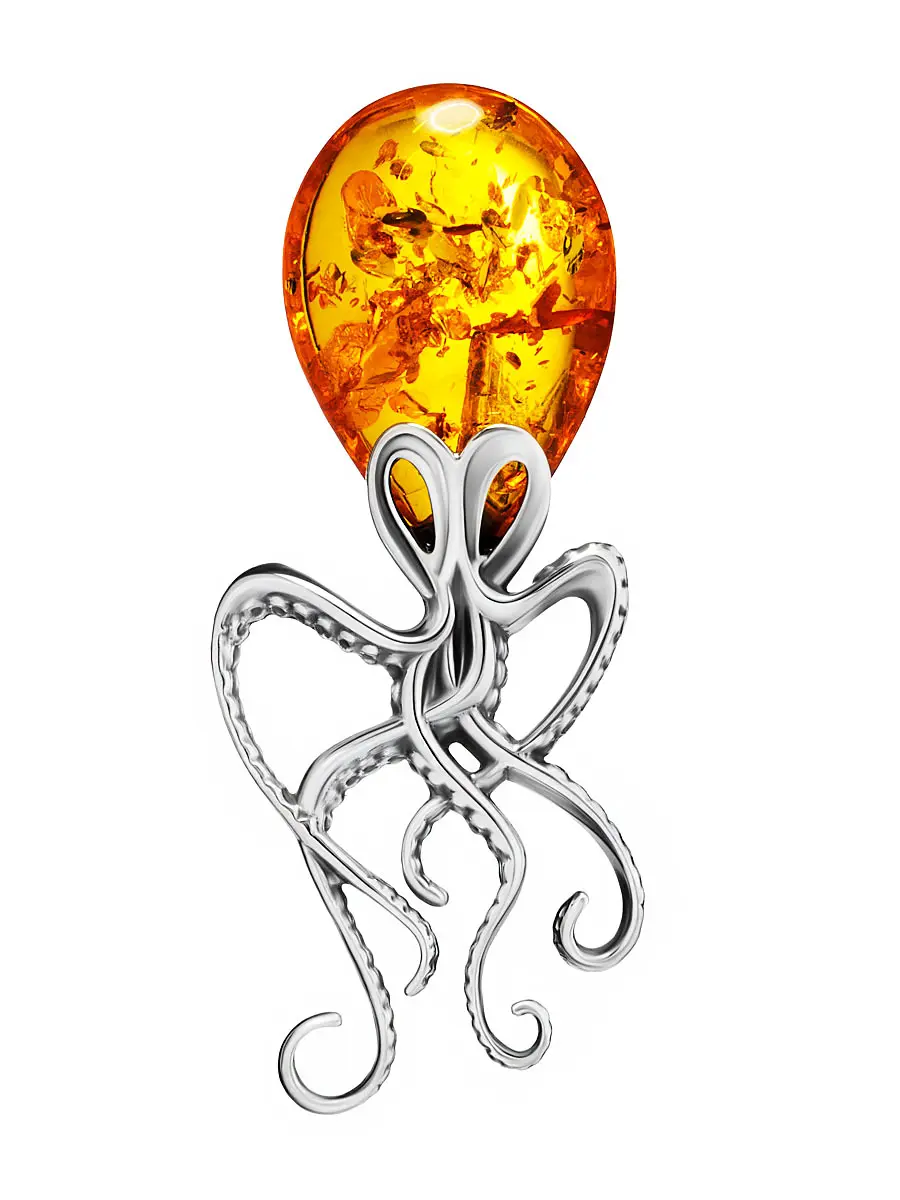 картинка Необычный кулон «Осьминог» из натурального коньячного янтаря в онлайн магазине