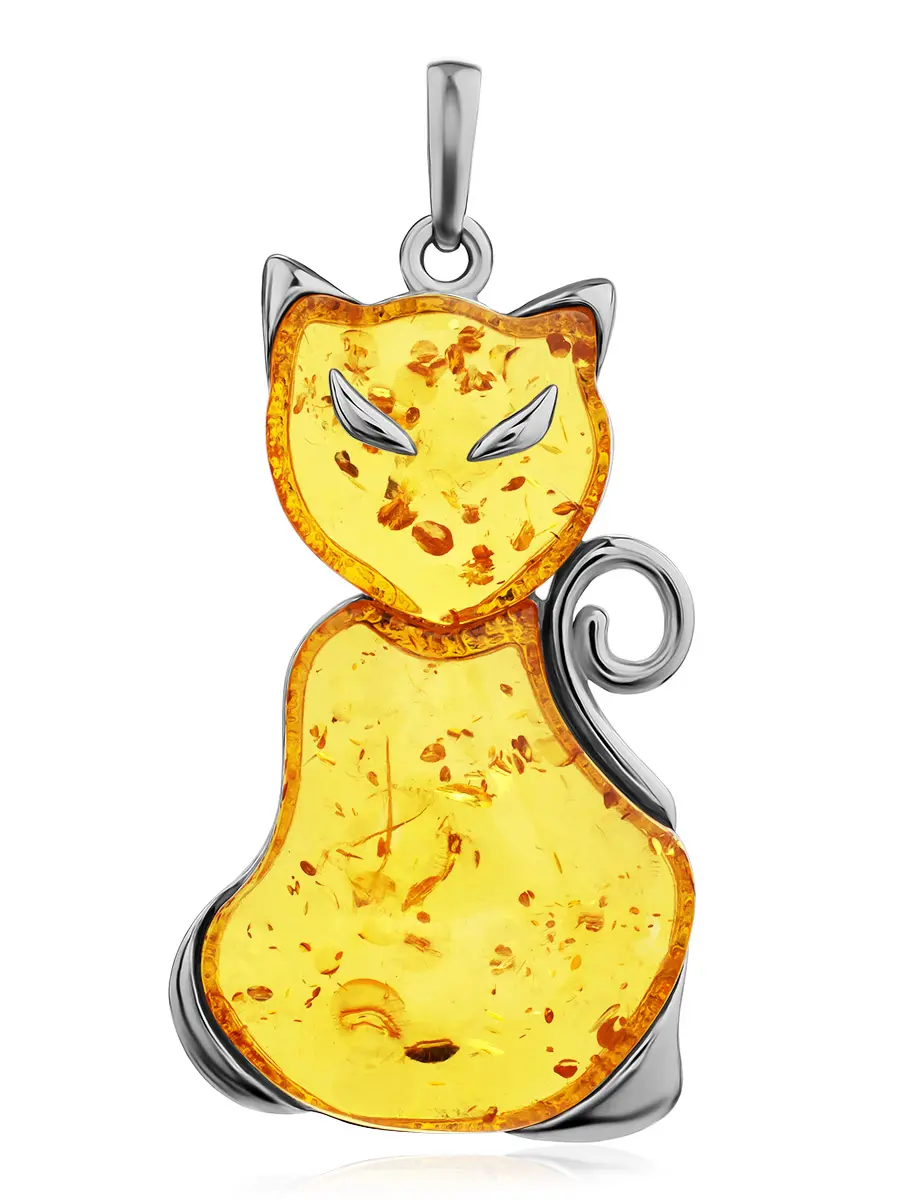 картинка Красивая подвеска из лимонного янтаря «Кошечка» в онлайн магазине