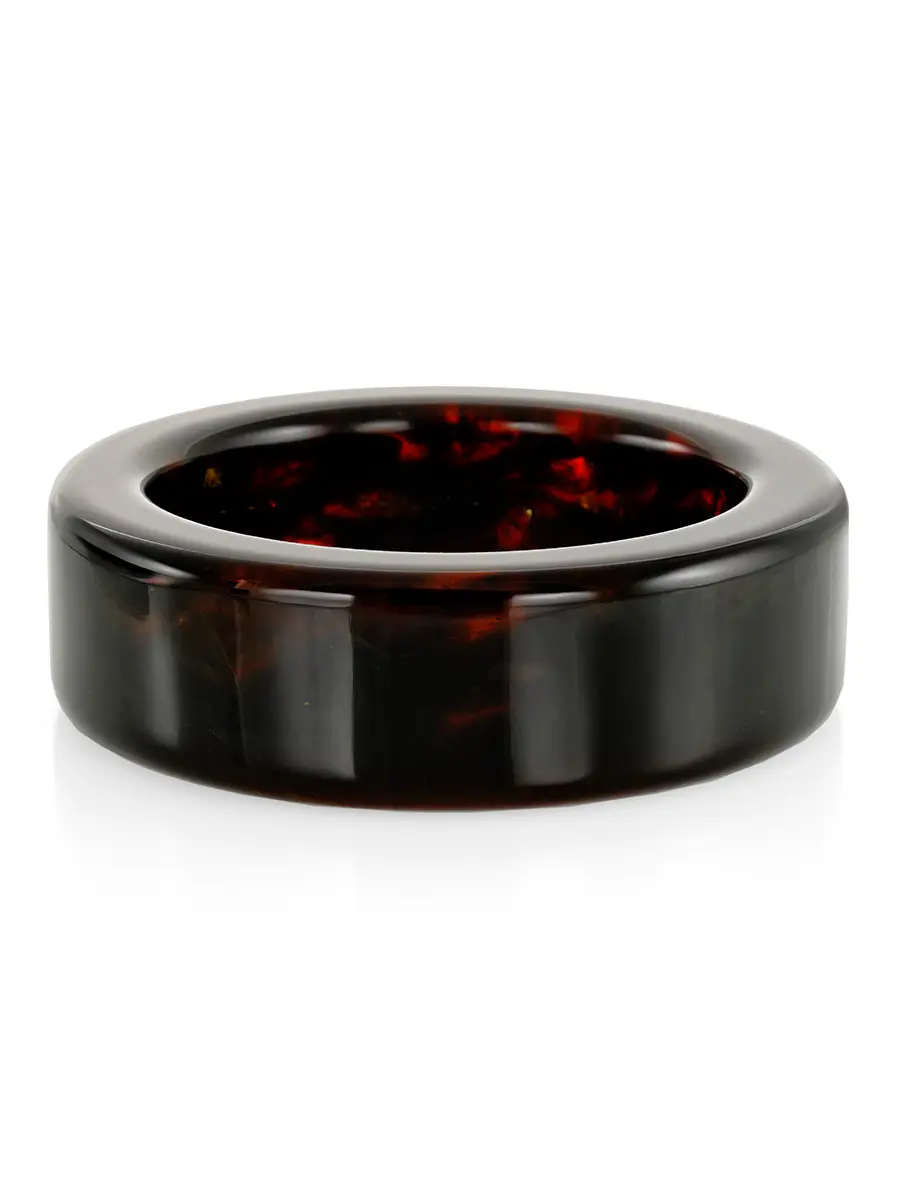картинка Широкий браслет-бэнгл из формованного вишнёвого янтаря «Везувий» в онлайн магазине