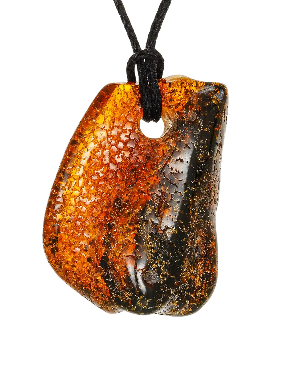 картинка Аккуратный небольшой кулон из янтаря с природной текстурой в онлайн магазине
