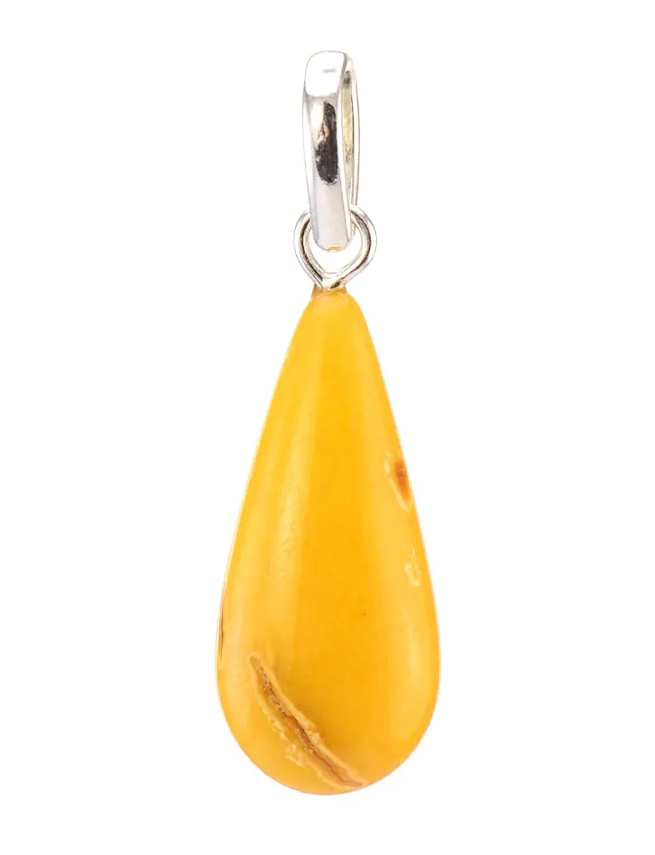 картинка Подвеска-капелька из янтаря красивого яркого медового цвета с эффектом старения в онлайн магазине