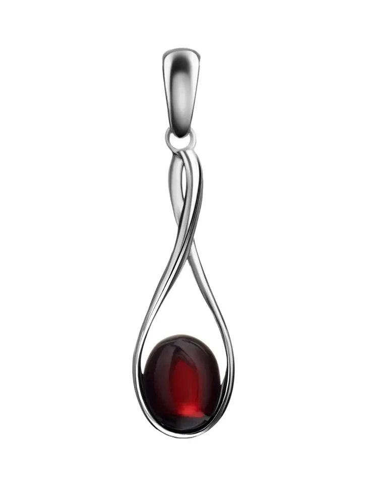картинка Изящный кулон из натурального янтаря вишнёвого цвета «Примавера» в онлайн магазине