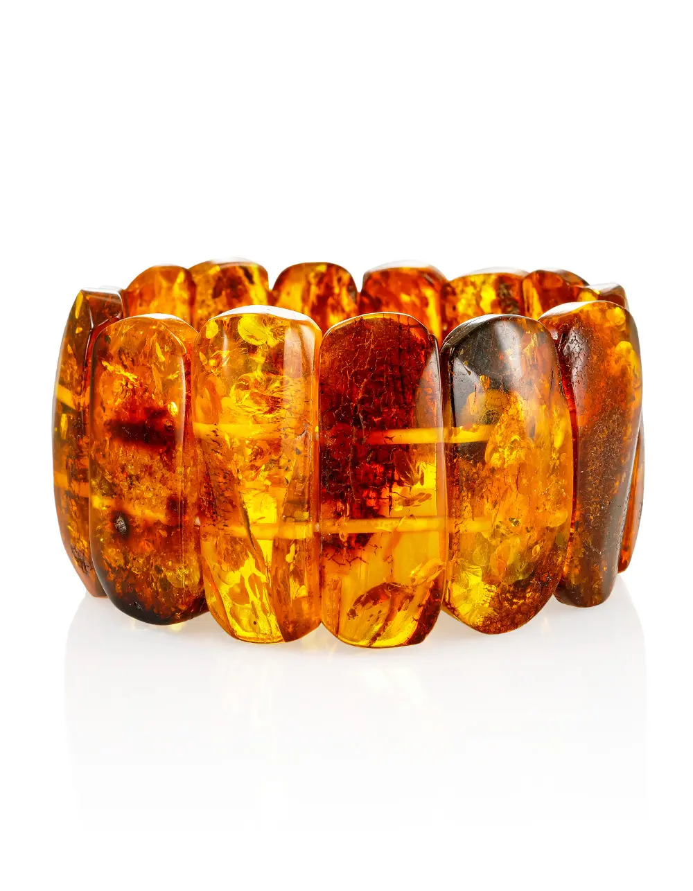 картинка Уникальный крупный браслет из натурального балтийского янтаря «Помпеи» в онлайн магазине