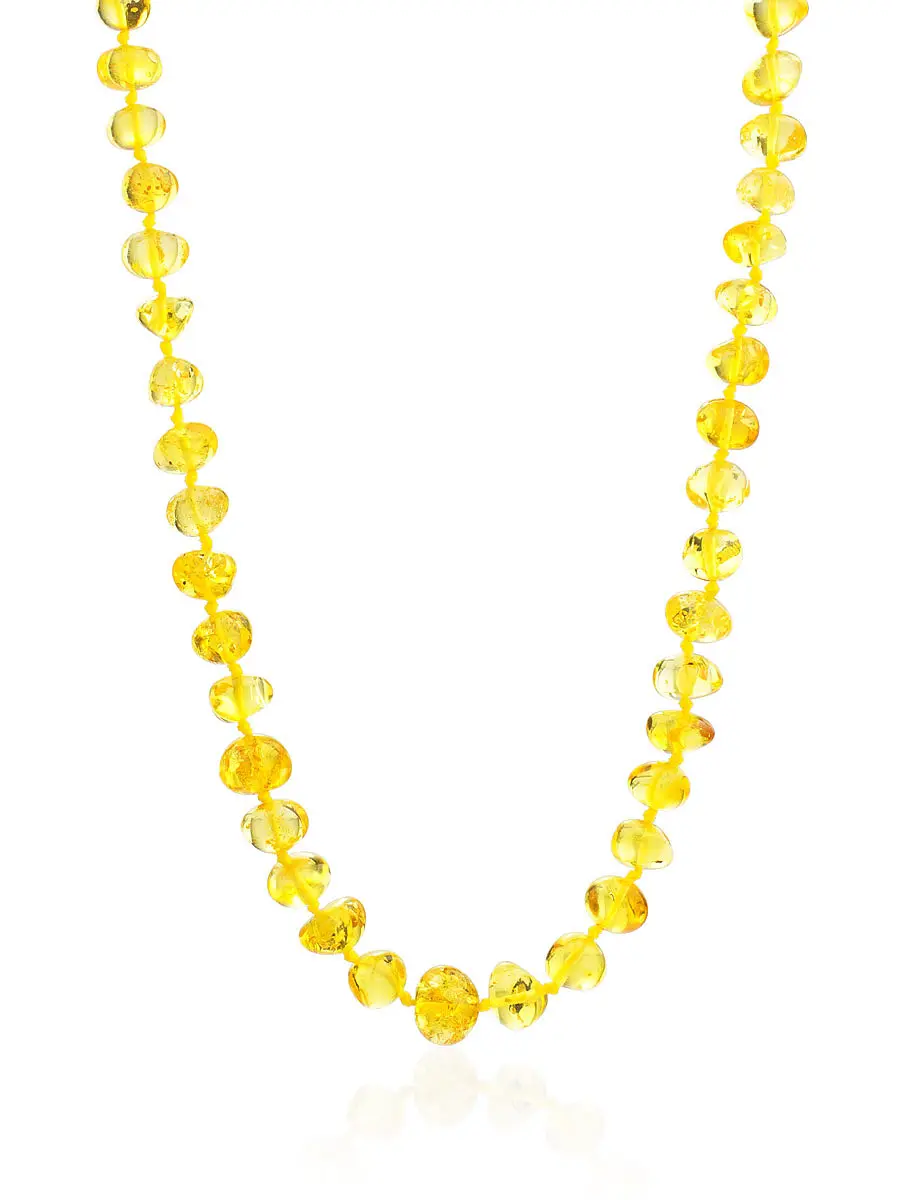 картинка Яркие бусы из натурального цельного янтаря «Галька лимонная» в онлайн магазине
