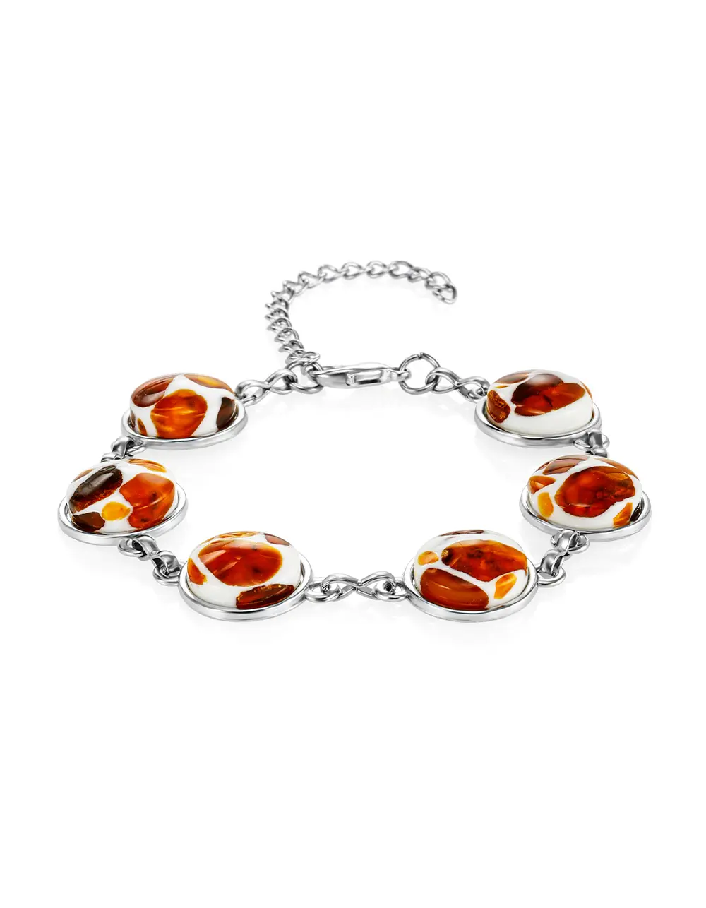 картинка Браслет-цепочка из натурального янтаря «Далматин» в онлайн магазине