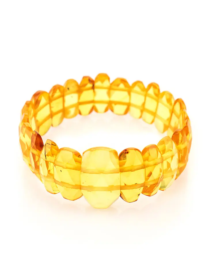 картинка Яркий браслет из натурального балтийского янтаря «Грани лимонные» в онлайн магазине