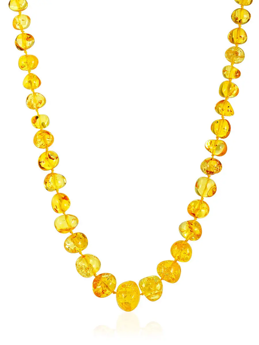 картинка Яркие бусы из натурального балтийского янтаря «Мятый шар лимонный» в онлайн магазине