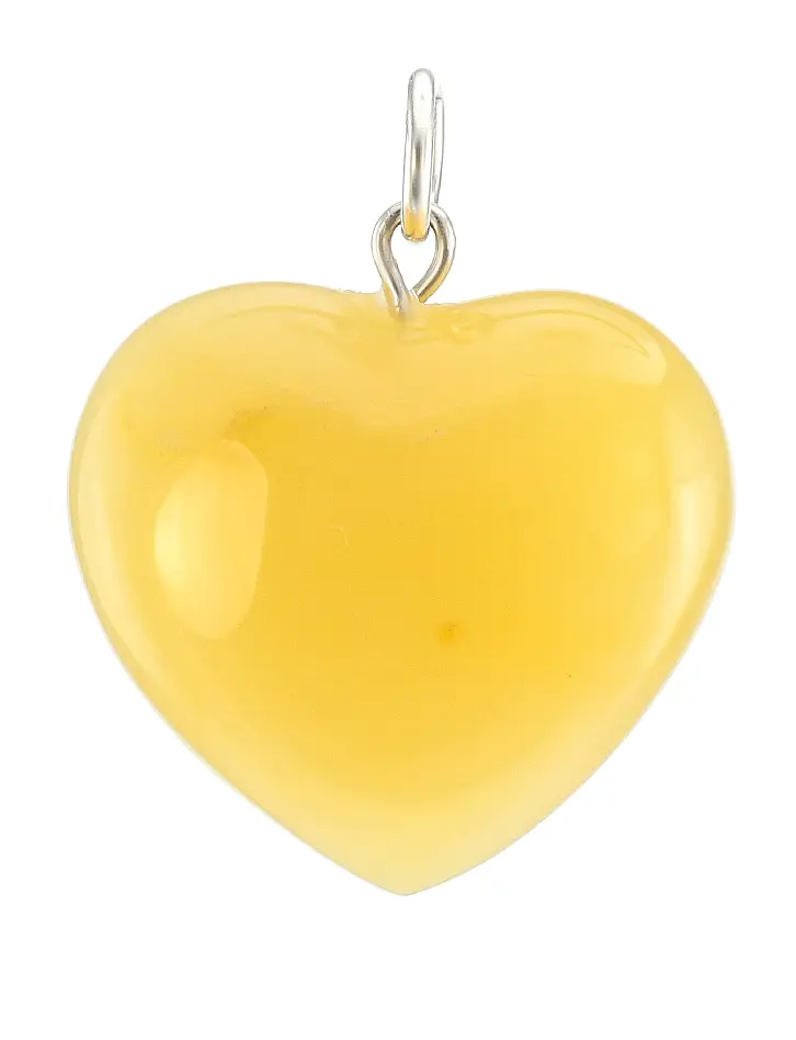 картинка Красивая подвеска «Сердце» из натурального янтаря медового цвета в онлайн магазине