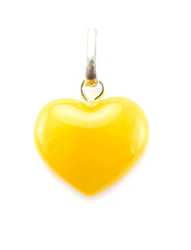 картинка Красивый кулон-сердце из натурального янтаря медового цвета в онлайн магазине