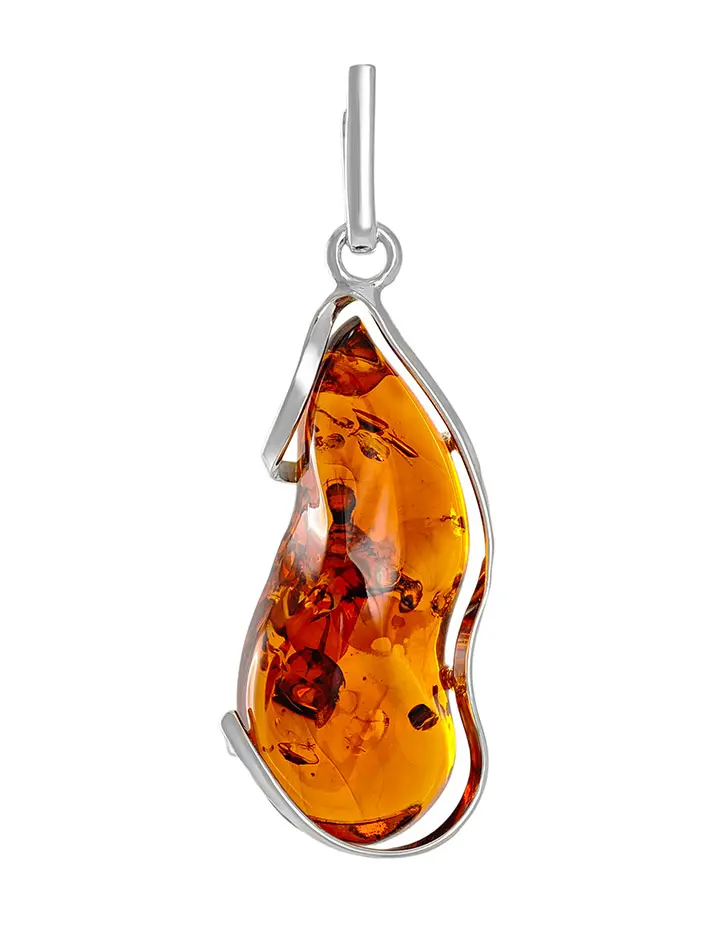 картинка Подвеска из натурального светло-коньячного янтаря в серебре «Лагуна» в онлайн магазине