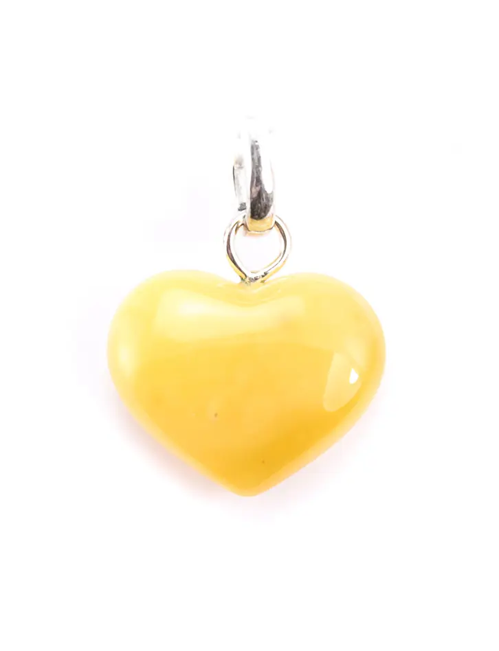 картинка Подвеска из натурального янтаря «Сердце» медового цвета в онлайн магазине