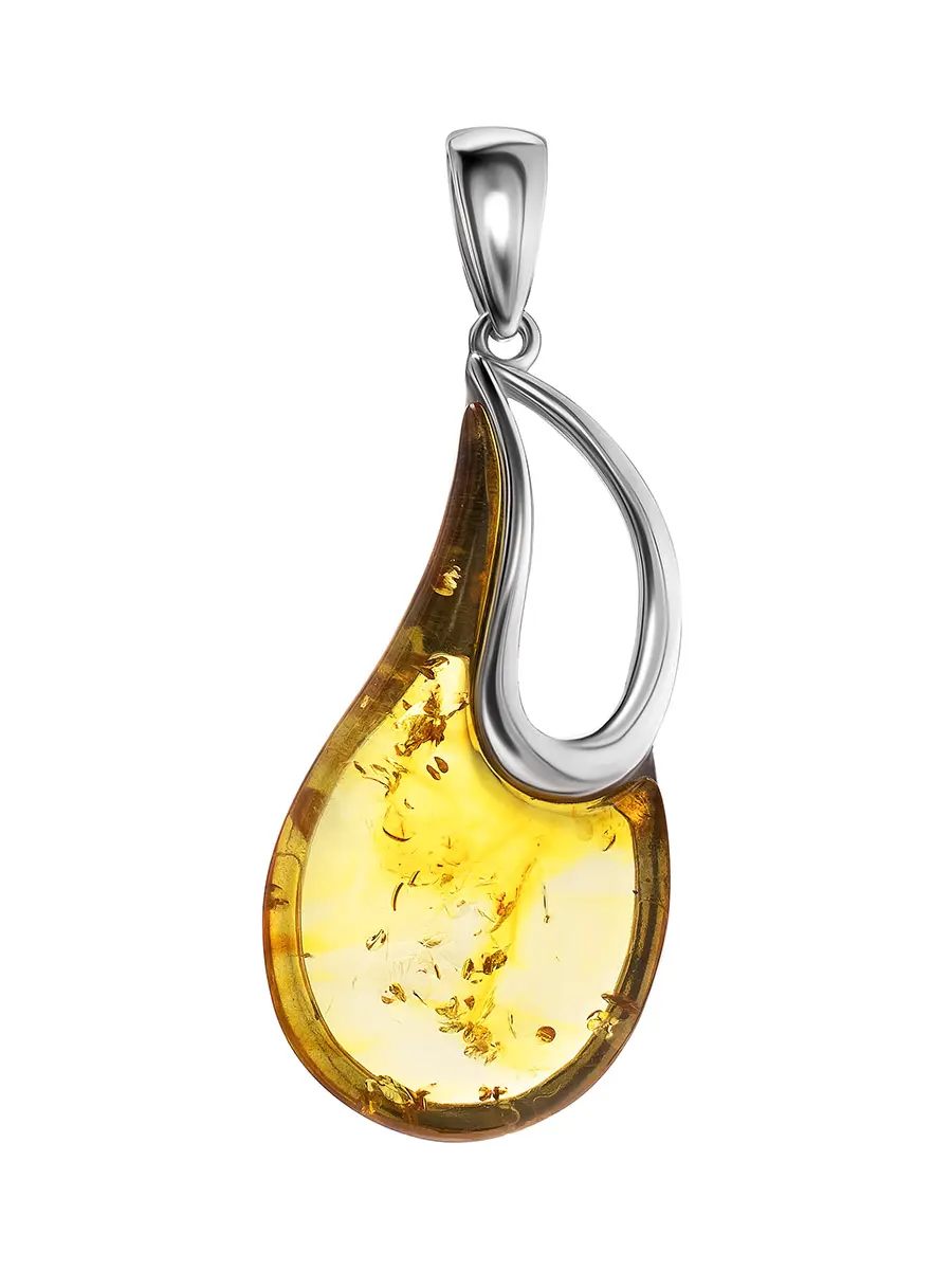картинка Яркий кулон из янтаря лимонного цвета «Санрайз» в онлайн магазине