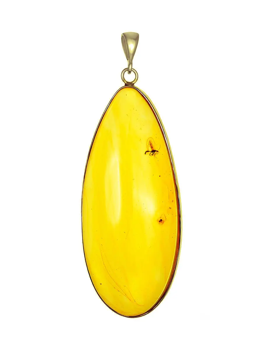 картинка Роскошный крупный кулон из прозрачного лимонного янтаря с инклюзом «Клио» в онлайн магазине