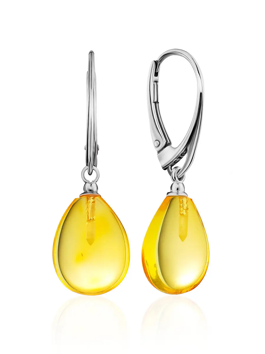 картинка Серьги «Паланга» из прозрачного лимонного янтаря в серебре в онлайн магазине