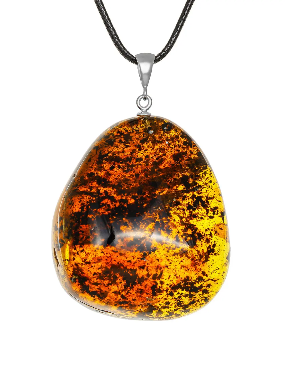 картинка Объёмная подвеска из натурального балтийского янтаря с необычной текстурой в онлайн магазине