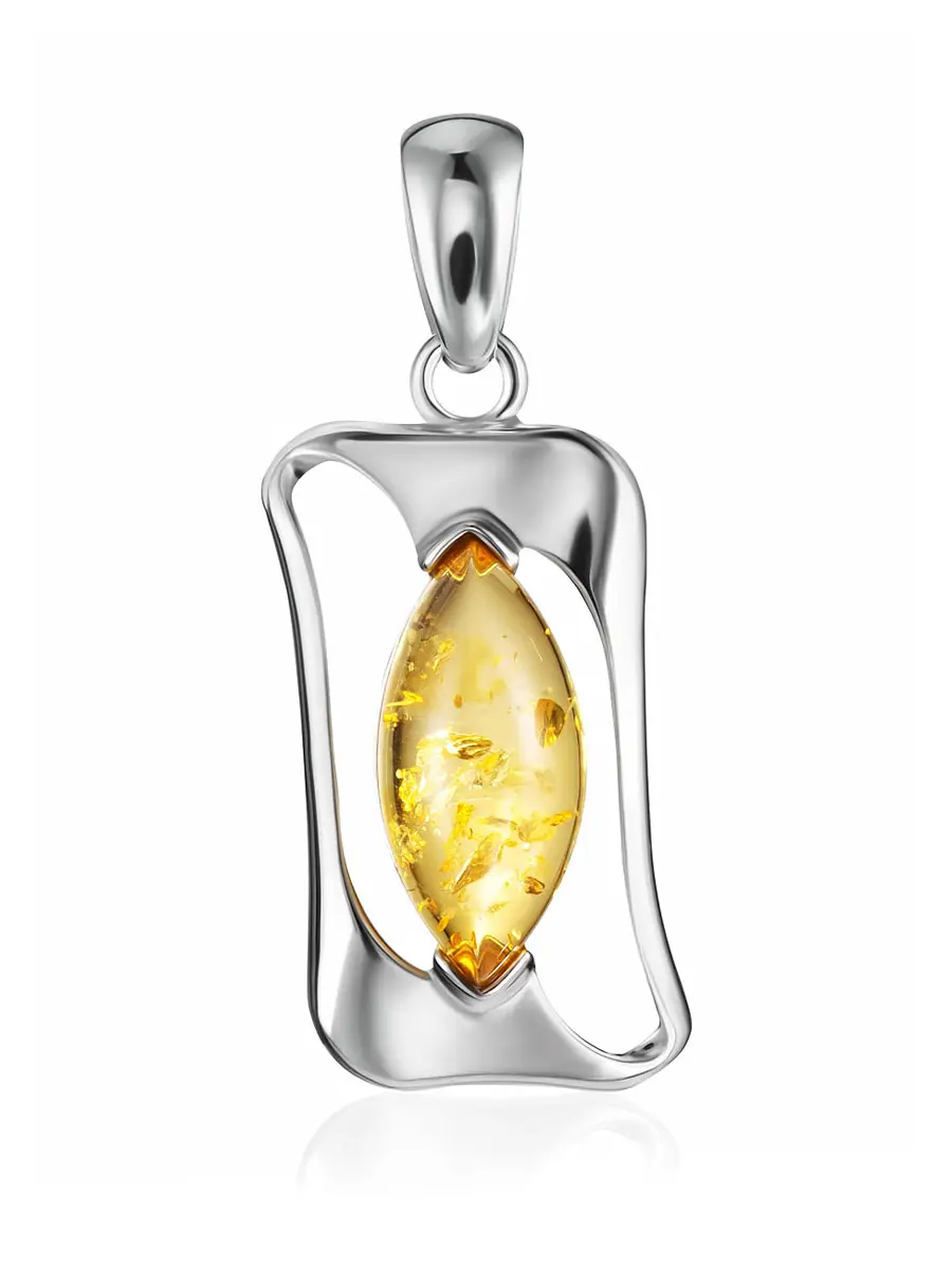 картинка Кулон «Амплитуда» в абстрактном дизайне, украшенный лимонным янтарём в онлайн магазине