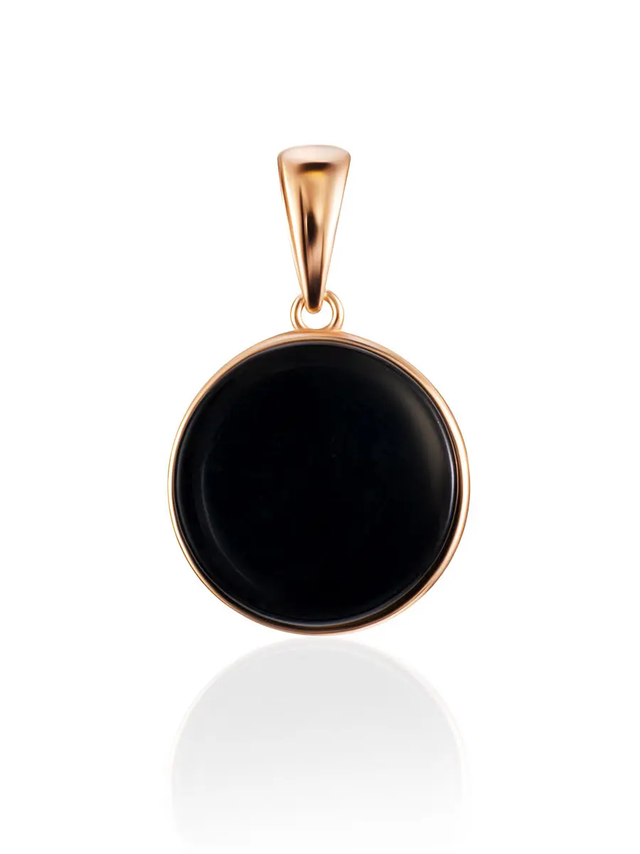 картинка Небольшой круглый кулон из тёмного янтаря «Фурор» в онлайн магазине