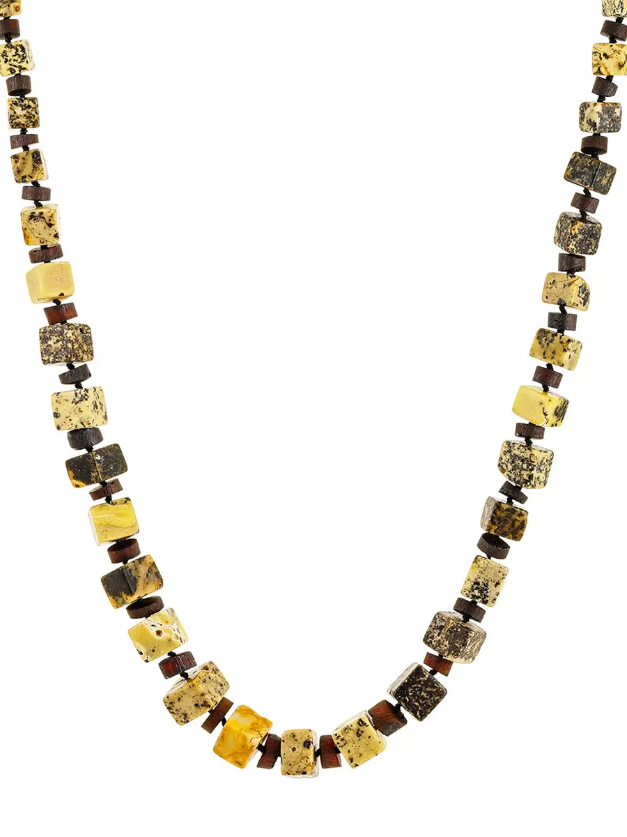 картинка Стильные бусы из текстурного балтийского янтаря с матовой поверхностью в онлайн магазине