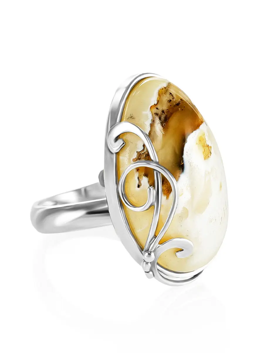 картинка Нежное кольцо из серебра и натурального балтийского янтаря «Риальто» в онлайн магазине