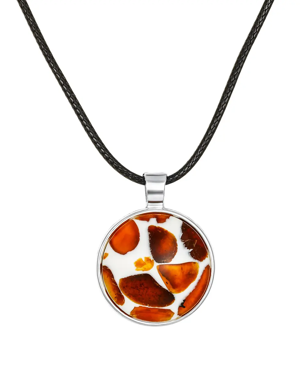 картинка Кулон из янтаря «Далматин» на шнурке в онлайн магазине