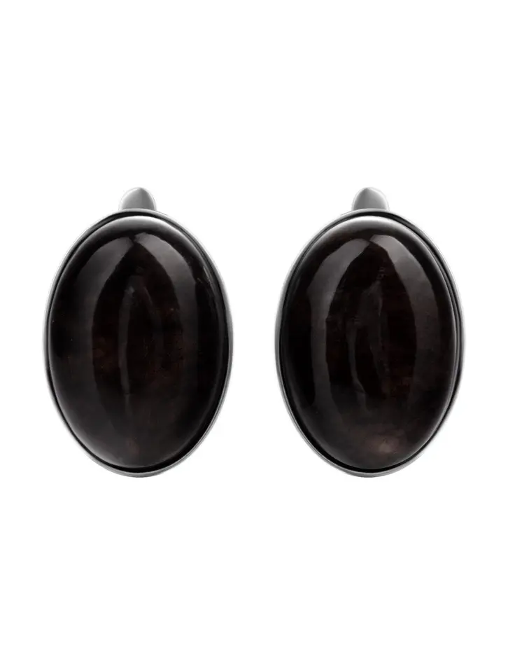 картинка Лаконичные серьги из янтаря тёмно-вишнёвого цвета «Годжи» в онлайн магазине
