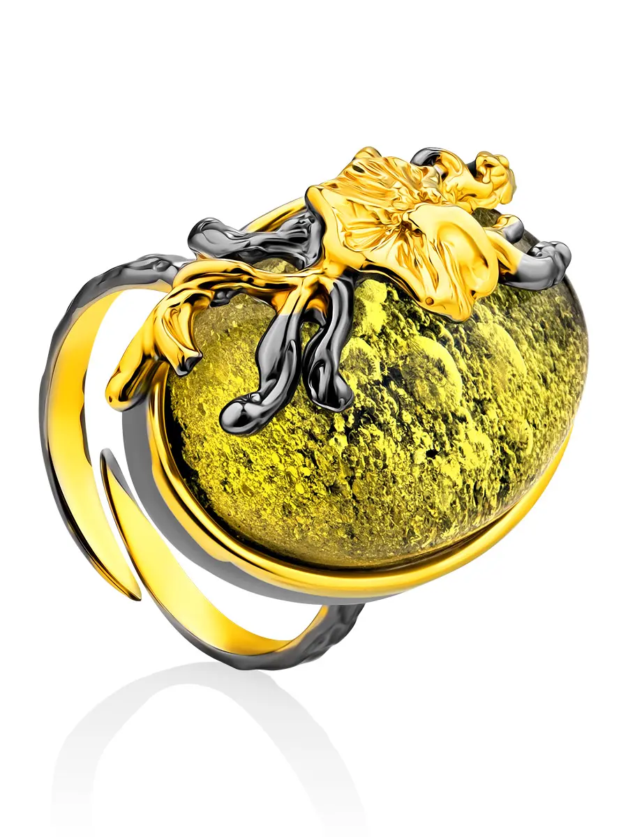 картинка Потрясающее кольцо с натуральным янтарём «Версаль» в онлайн магазине