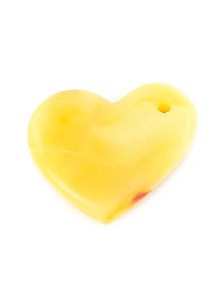 картинка Небольшая подвеска из натурального янтаря матового медового цвета в форме асимметричного сердечка в онлайн магазине