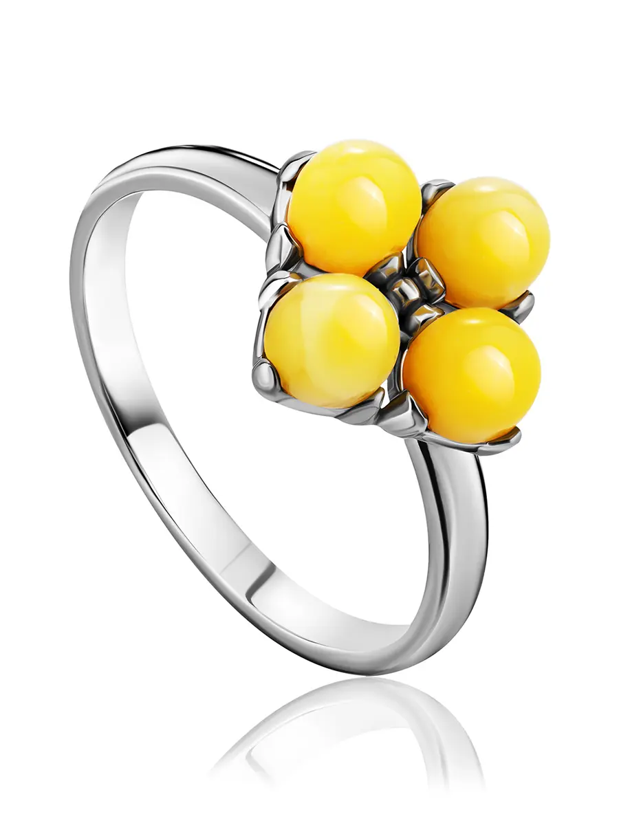 картинка Очаровательное кольцо с янтарными вставками «Суприм» в онлайн магазине
