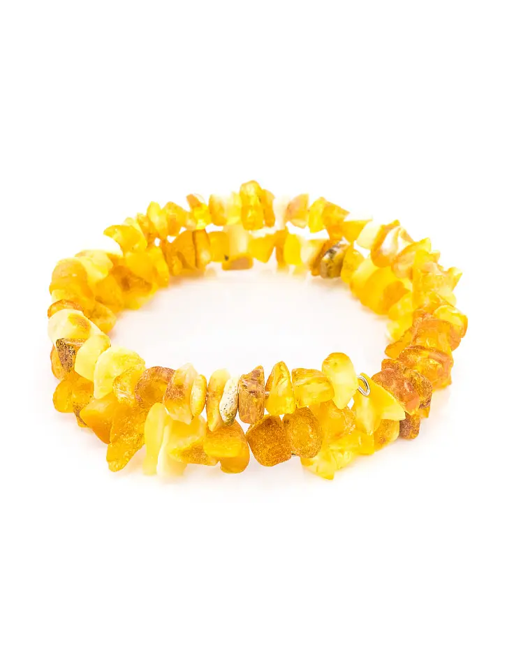 картинка Лечебный браслет из натурального нешлифованного медового янтаря на струне в онлайн магазине