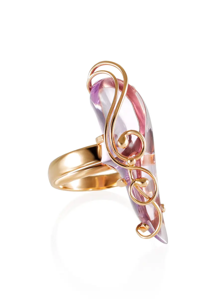 картинка Изящное золотое кольцо с аметистом «Серенада» в онлайн магазине