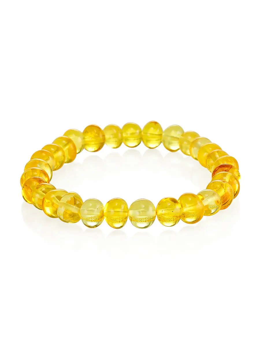картинка Лёгкий браслет из натурального янтаря «Мятый шар лимонный» в онлайн магазине