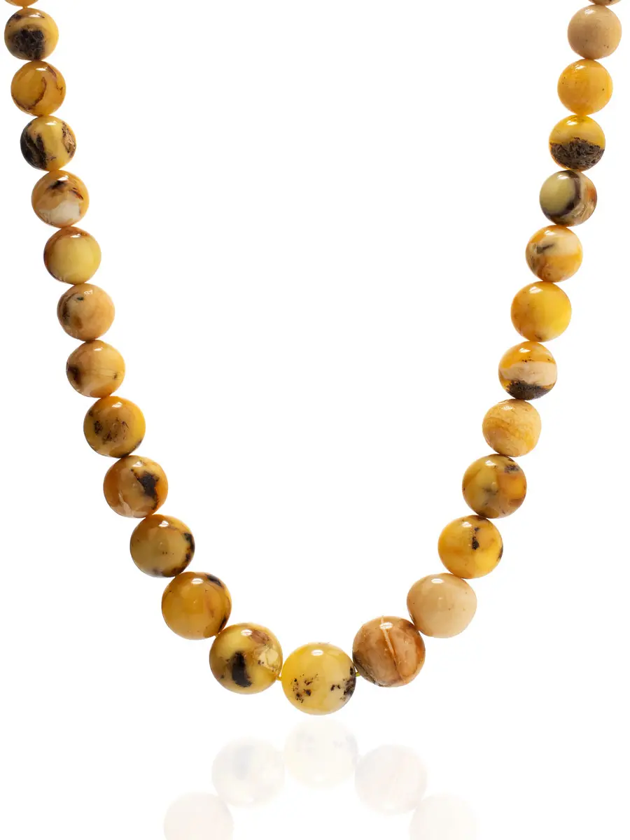 картинка Эффектное ожерелье из уникального балтийского янтаря «Метеорит светлый текстурный» в онлайн магазине