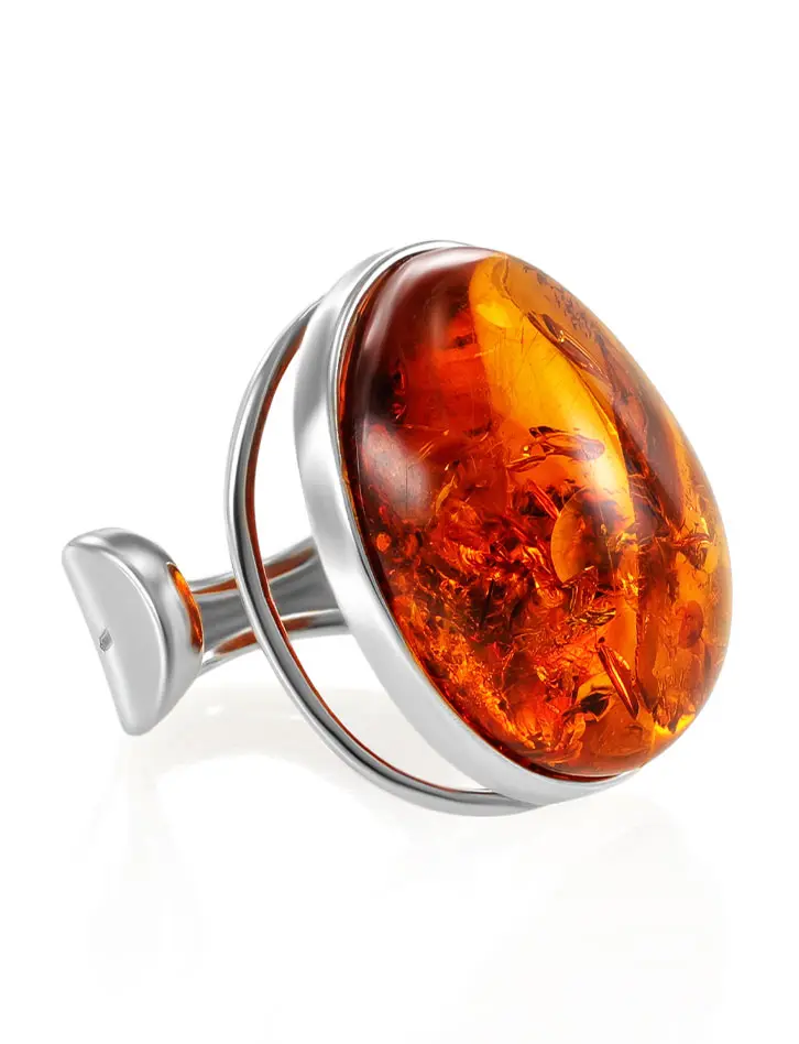 картинка Кольцо из натурального цельного янтаря в серебре  в онлайн магазине