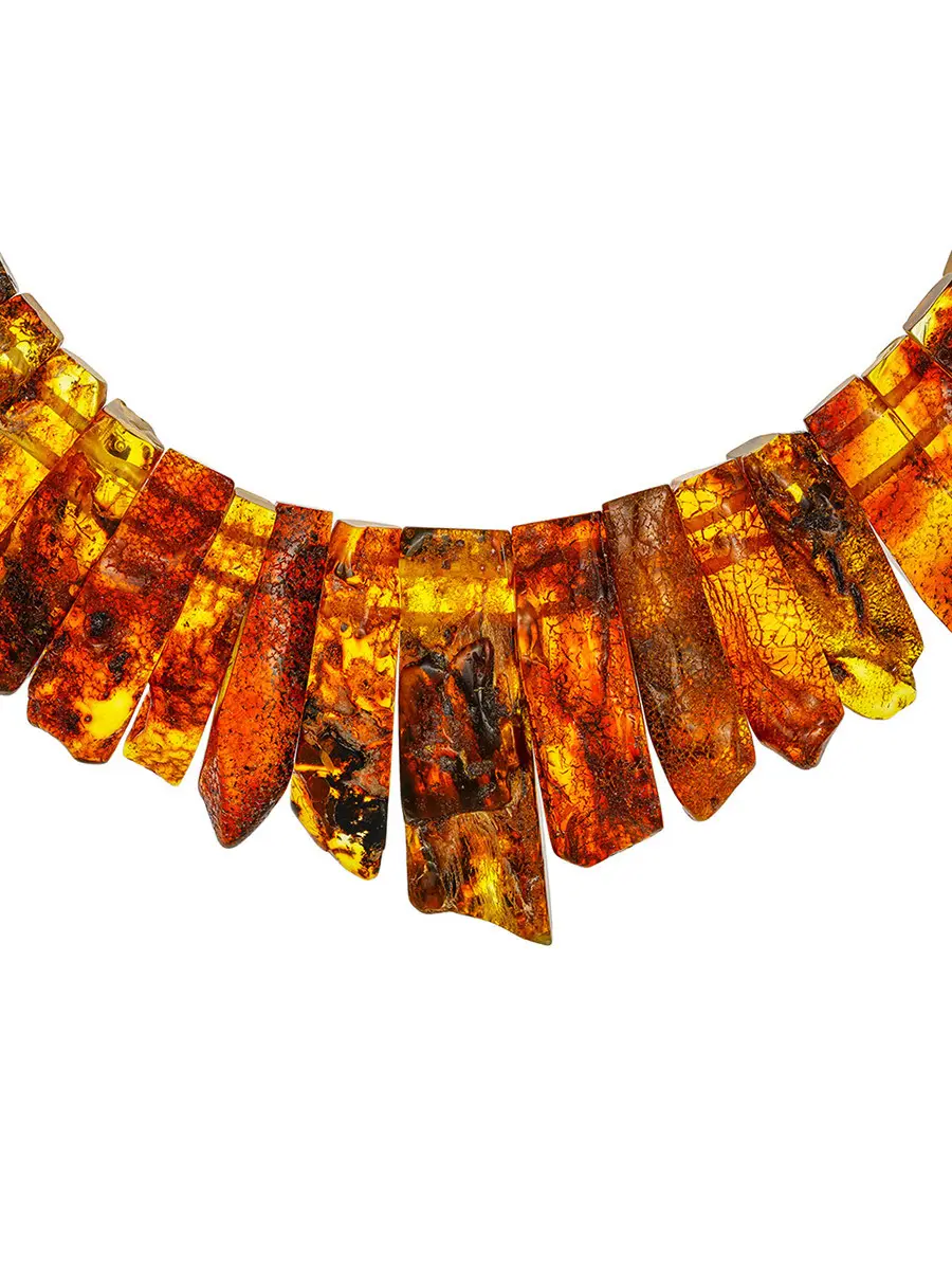 картинка Шикарное лечебное колье из балтийского янтаря с природной текстурой «Помпеи» в онлайн магазине