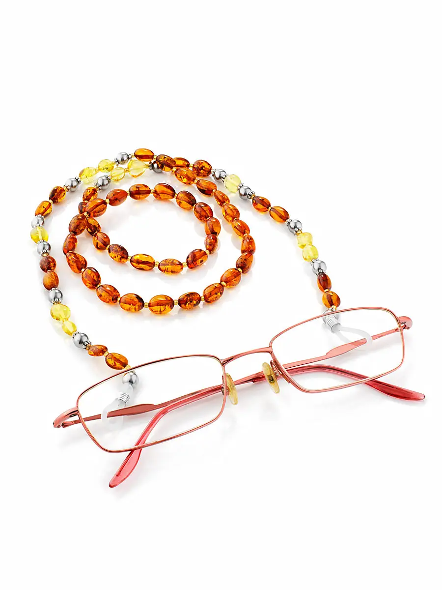 картинка Бусы-держатель для оптических и солнцезащитных очков из натурального янтаря в онлайн магазине