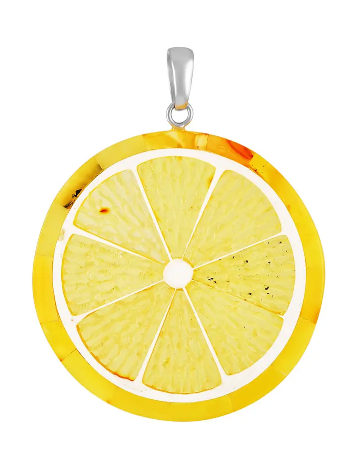 картинка Необычная наборная подвеска из натурального янтаря «Апельсин» в онлайн магазине
