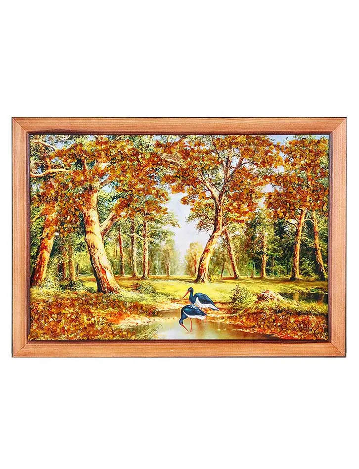 картинка Солнечная картина, украшенная натуральным янтарём «Летний день» 33 см (Ш) х 23 см (В) в онлайн магазине