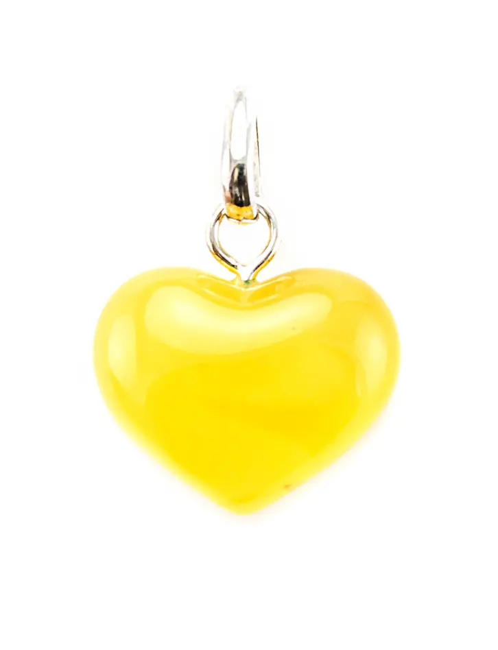 картинка Кулон-сердце из натурального янтаря светло-медового цвета в онлайн магазине