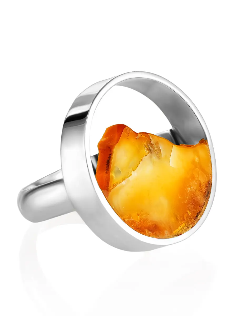 картинка Кольцо из серебра с уникальным текстурным янтарём «Самум» в онлайн магазине