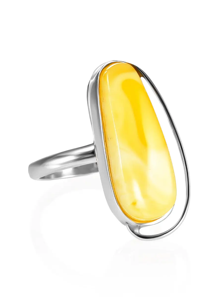 картинка Изящное кольцо из натурального балтийского янтаря и серебра «Лагуна» в онлайн магазине