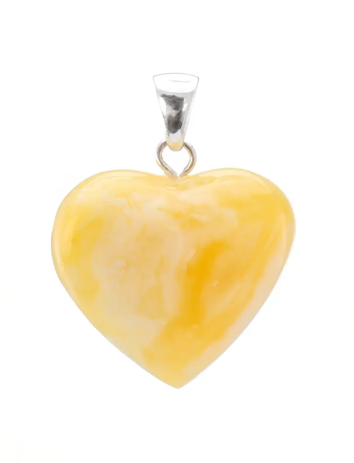картинка Кулон-сердце из натурального балтийского янтаря с красивой пейзажной текстурой в онлайн магазине