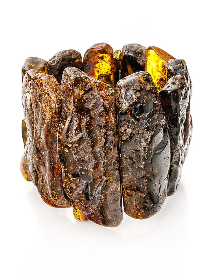картинка Роскошный крупный браслет «Помпеи» из натурального балтийского янтаря в онлайн магазине