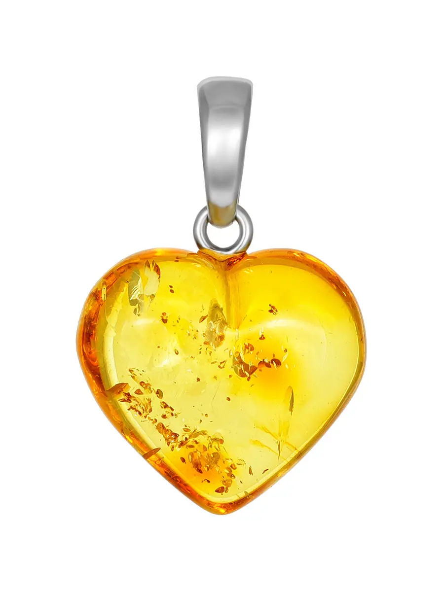 картинка Кулон из прозрачного балтийского янтаря «Сердце» лимонного цвета в онлайн магазине