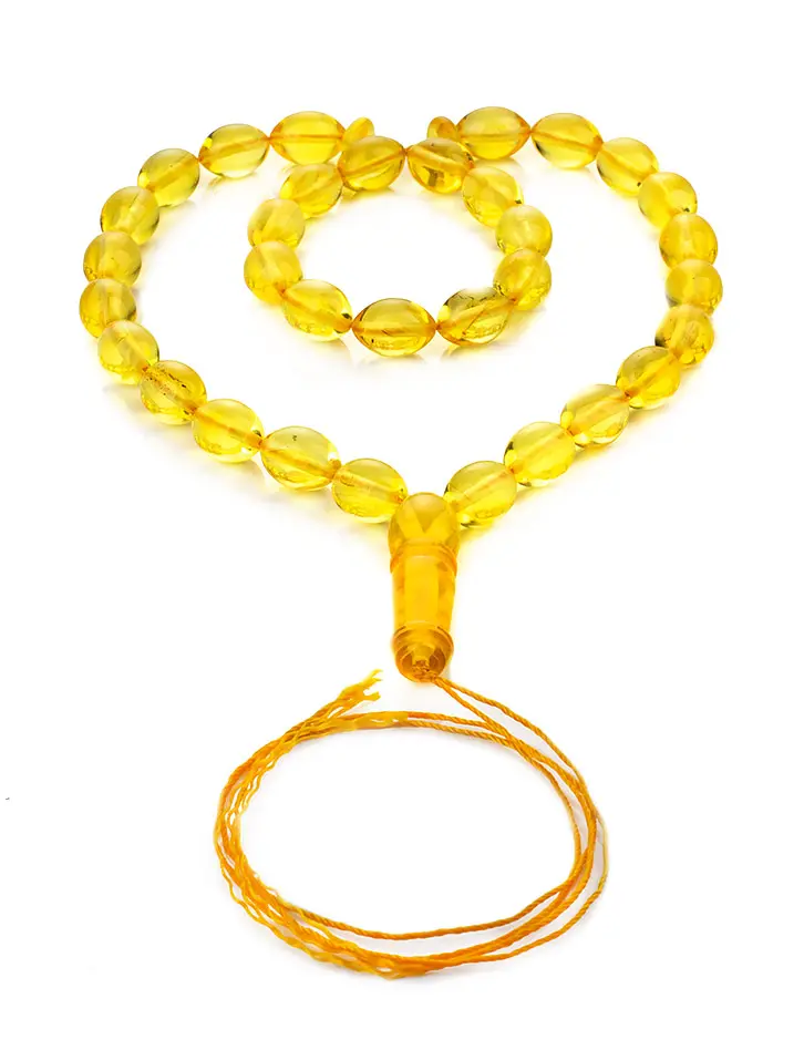 картинка Небольшие чётки-оливки из натурального цельного лимонного янтаря в онлайн магазине