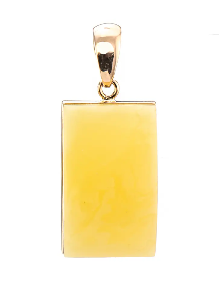 картинка Оригинальная прямоугольная подвеска с натуральным балтийским янтарём медового цвета в онлайн магазине